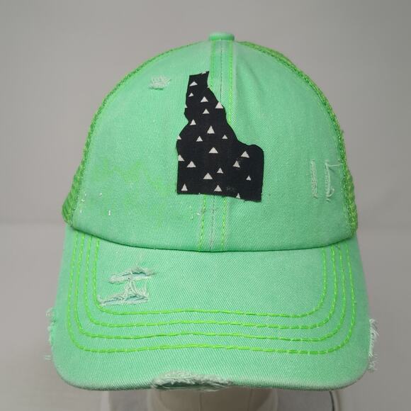 Idaho Strapback Mesh Back Trucker Hat Green One Size C.C Pony Caps W/Tags - Picture 2 of 11